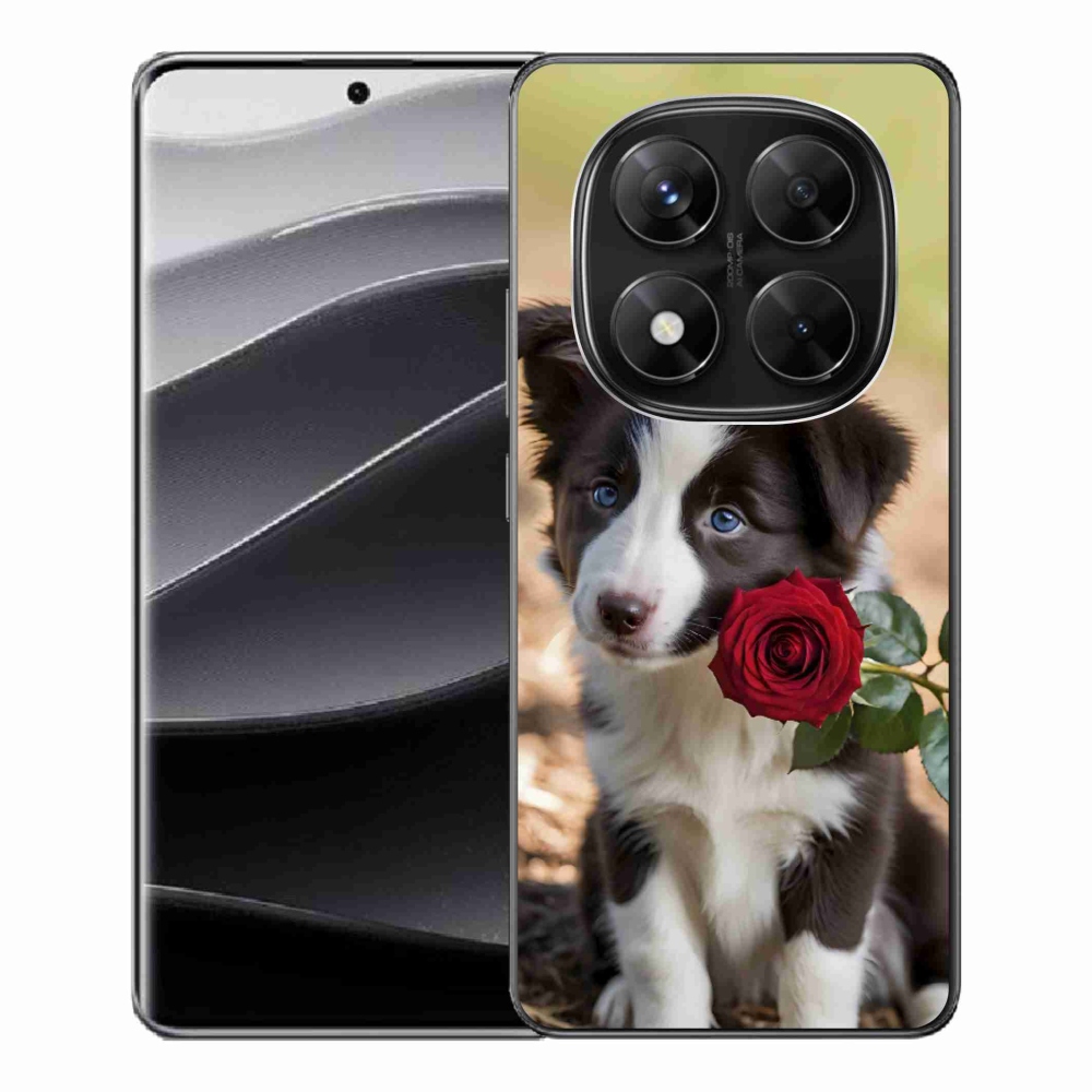 Gél borító mmCase a Xiaomi Redmi Note 14 Pro 5G/Poco X7 5G számára - aranyos border collie rózsával