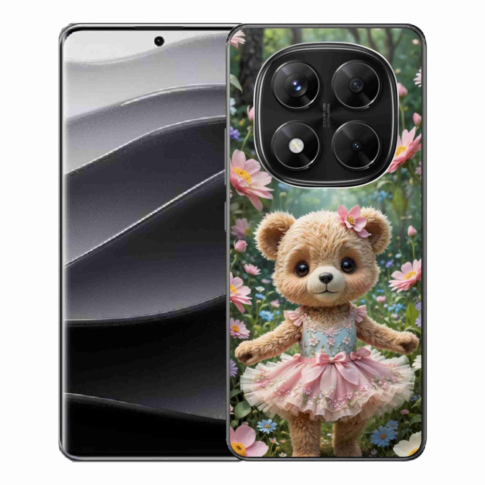 Gél borítás mmCase a Xiaomi Redmi Note 14 Pro 5G/Poco X7 5G számára - aranyos virágos mackó virágokban
