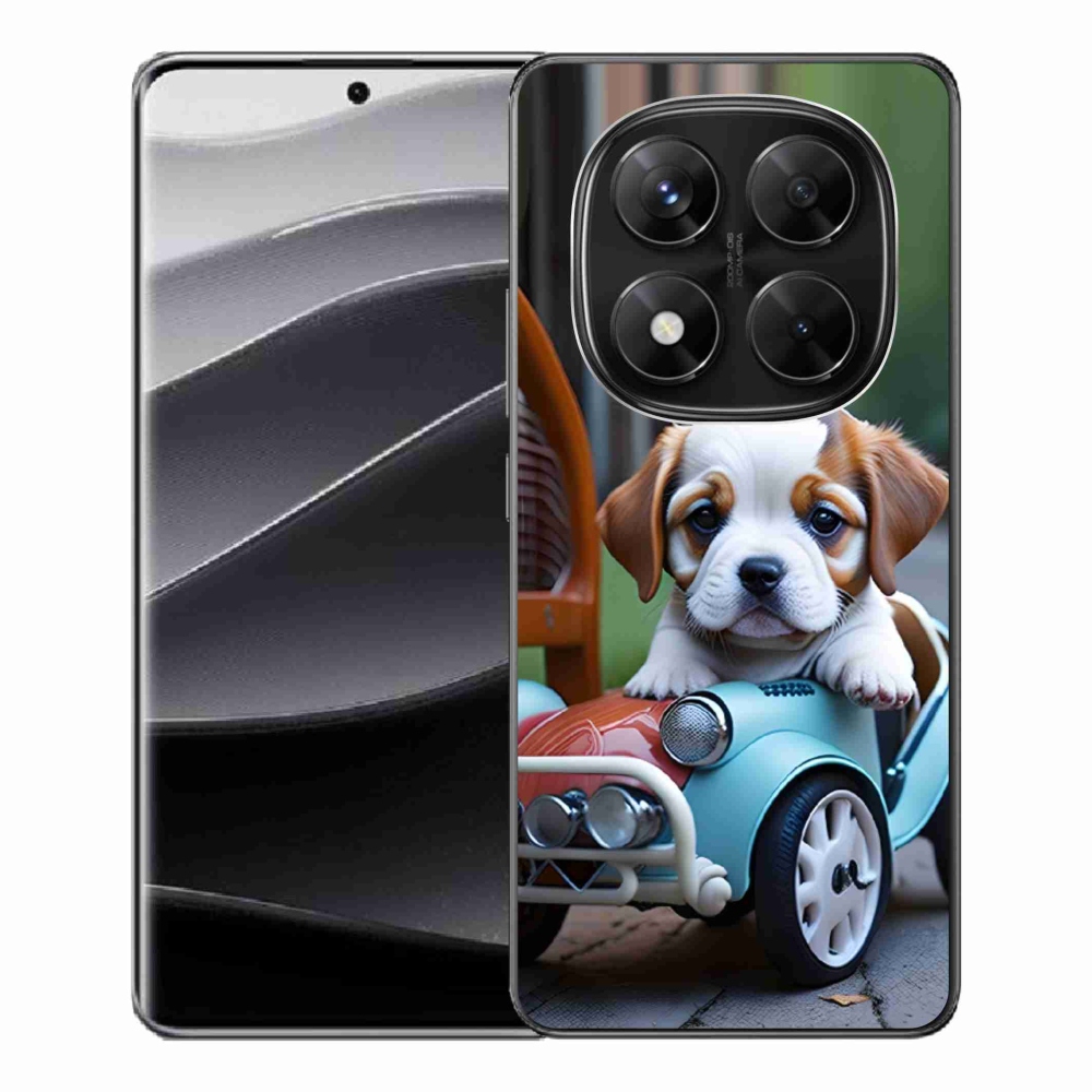 Gél borítás mmCase a Xiaomi Redmi Note 14 Pro 5G/Poco X7 5G - kiskutya retro autóban