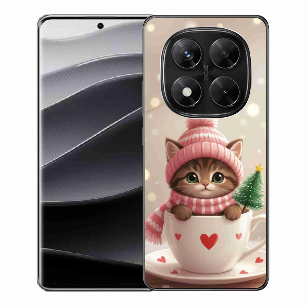 Gél borítás mmCase a Xiaomi Redmi Note 14 Pro 5G/Poco X7 5G számára - karácsonyi cica a csészében