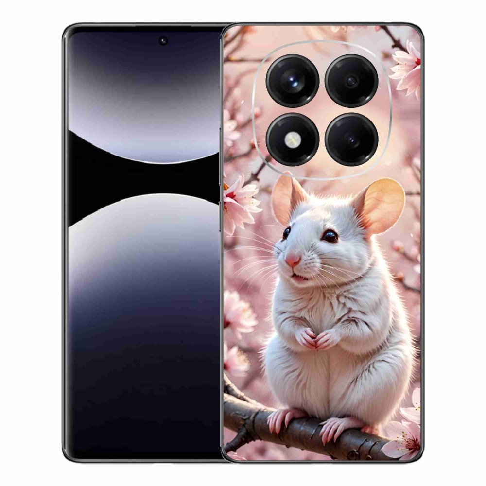 Gél borítás mmCase a Xiaomi Redmi Note 14 Pro számára - fehér egér az ágon