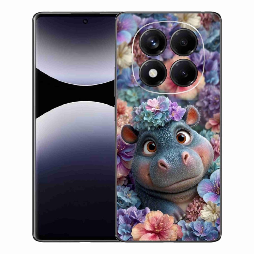 Gél borítás mmCase a Xiaomi Redmi Note 14 Pro számára - víziló virágokban