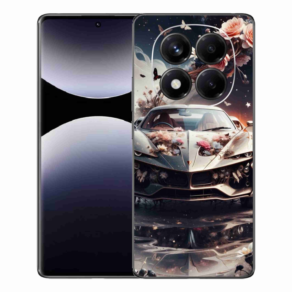 Gél borítás mmCase a Xiaomi Redmi Note 14 Pro számára - virágos sportkocsi