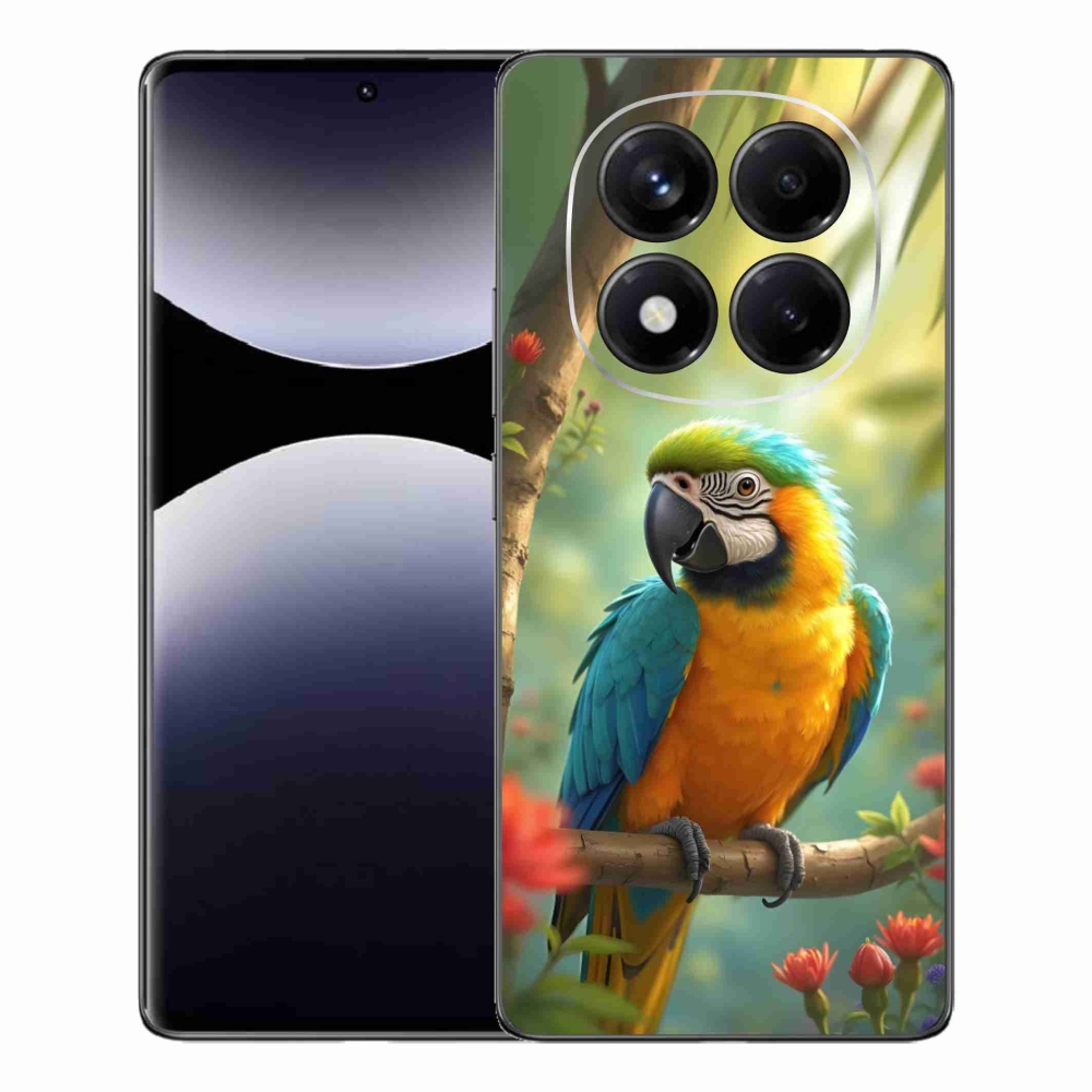 Gél borítás mmCase a Xiaomi Redmi Note 14 Pro számára - papagáj ara kék és sárga