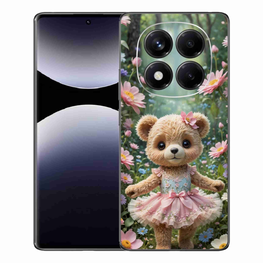 Gél borítás mmCase a Xiaomi Redmi Note 14 Pro számára - aranyos mackó virágokkal