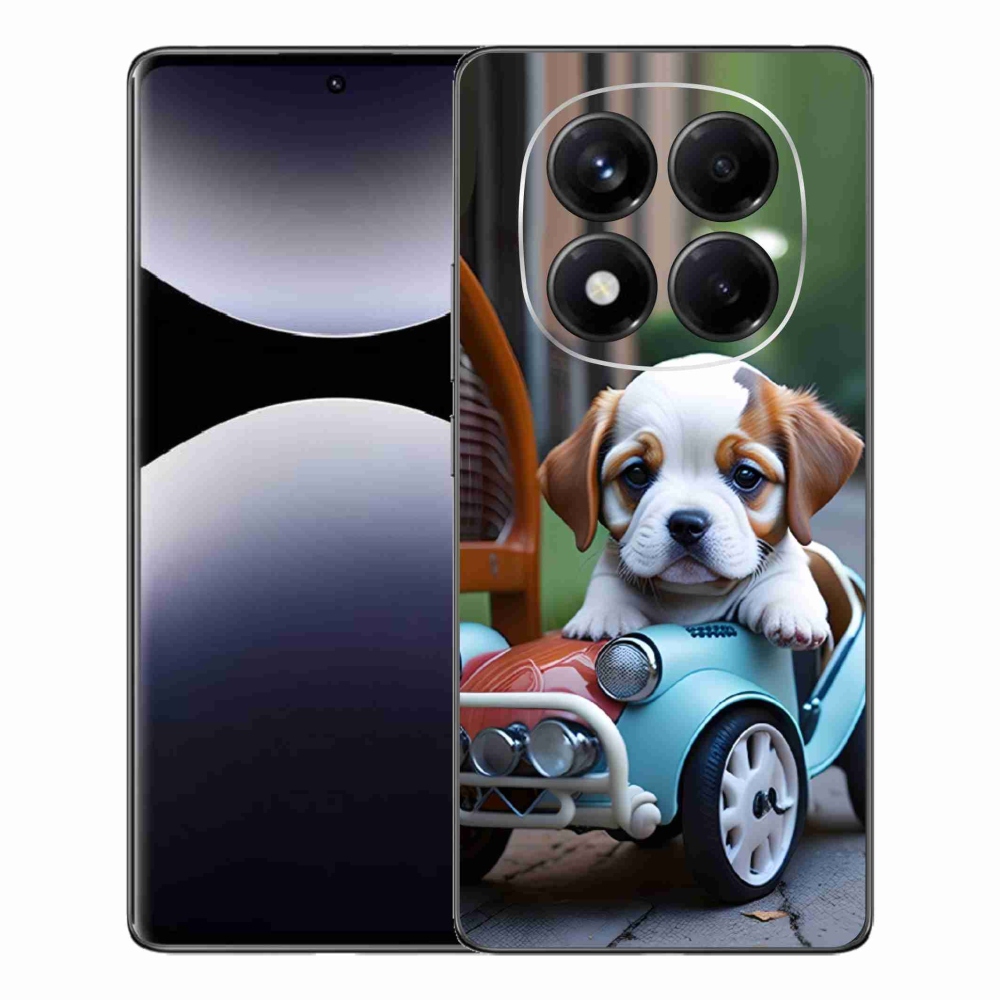 Gél borítás mmCase a Xiaomi Redmi Note 14 Pro számára - kiskutya a retro autóban