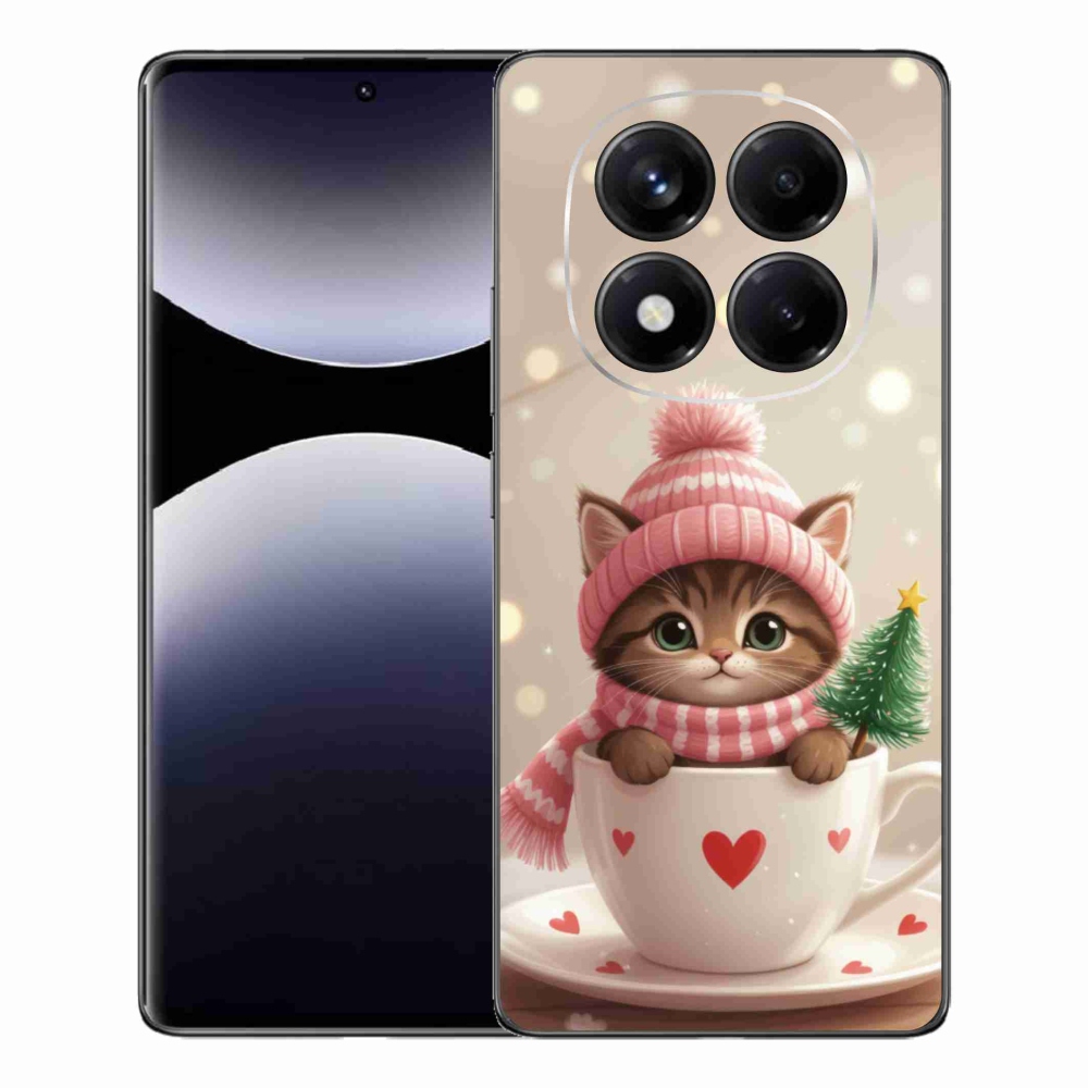 Gél borítás mmCase a Xiaomi Redmi Note 14 Pro számára - Karácsonyi cica a csészében