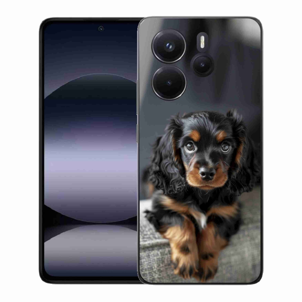 Gél borítás mmCase a Xiaomi Redmi Note 14-hez - aranyos hosszú szőrű tacskó
