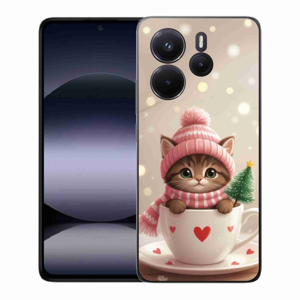 Gél borítás mmCase a Xiaomi Redmi Note 14-hez - Karácsonyi cica a csészében