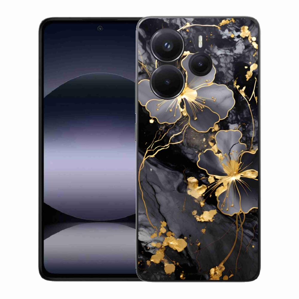 Gél borítás mmCase a Xiaomi Redmi Note 14-hez - arany virágok