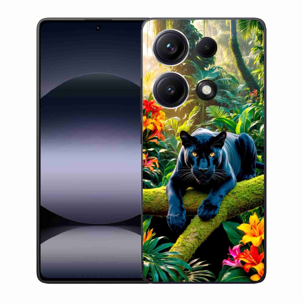 Gél borító mmCase a Xiaomi Redmi Note 14S-hez - fekete párduc a dzsungelben