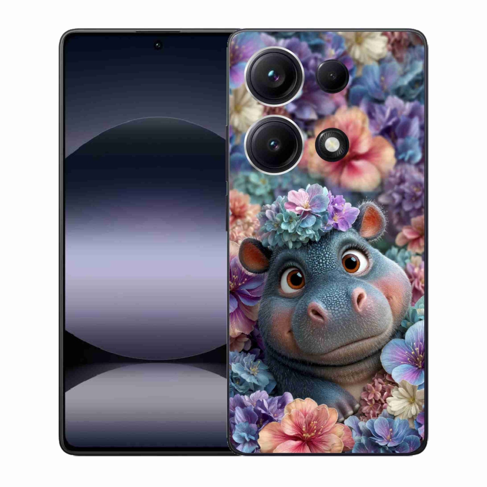 Gél borító mmCase a Xiaomi Redmi Note 14S-hez - víziló virágokban