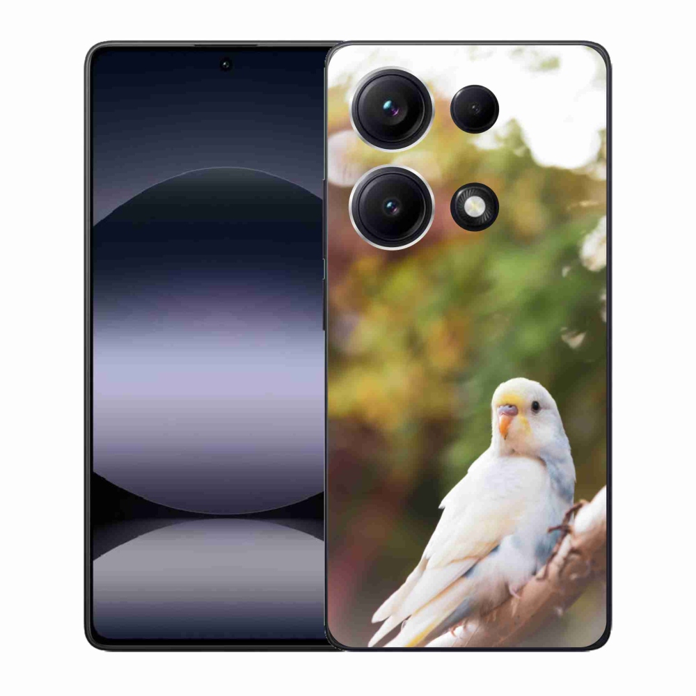 Gél borítás mmCase a Xiaomi Redmi Note 14S-hez - papagáj és fehér színben