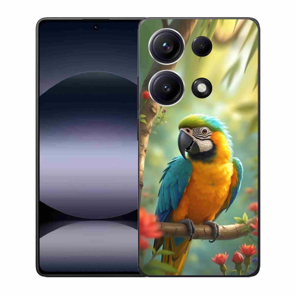 Gél borítás mmCase a Xiaomi Redmi Note 14S-hez - papagáj ara kék és sárga