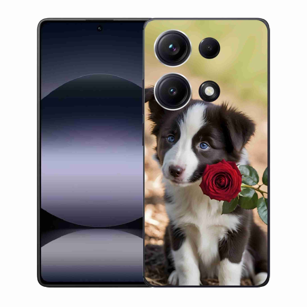 Gél borító mmCase a Xiaomi Redmi Note 14S-hez - aranyos border collie rózsával