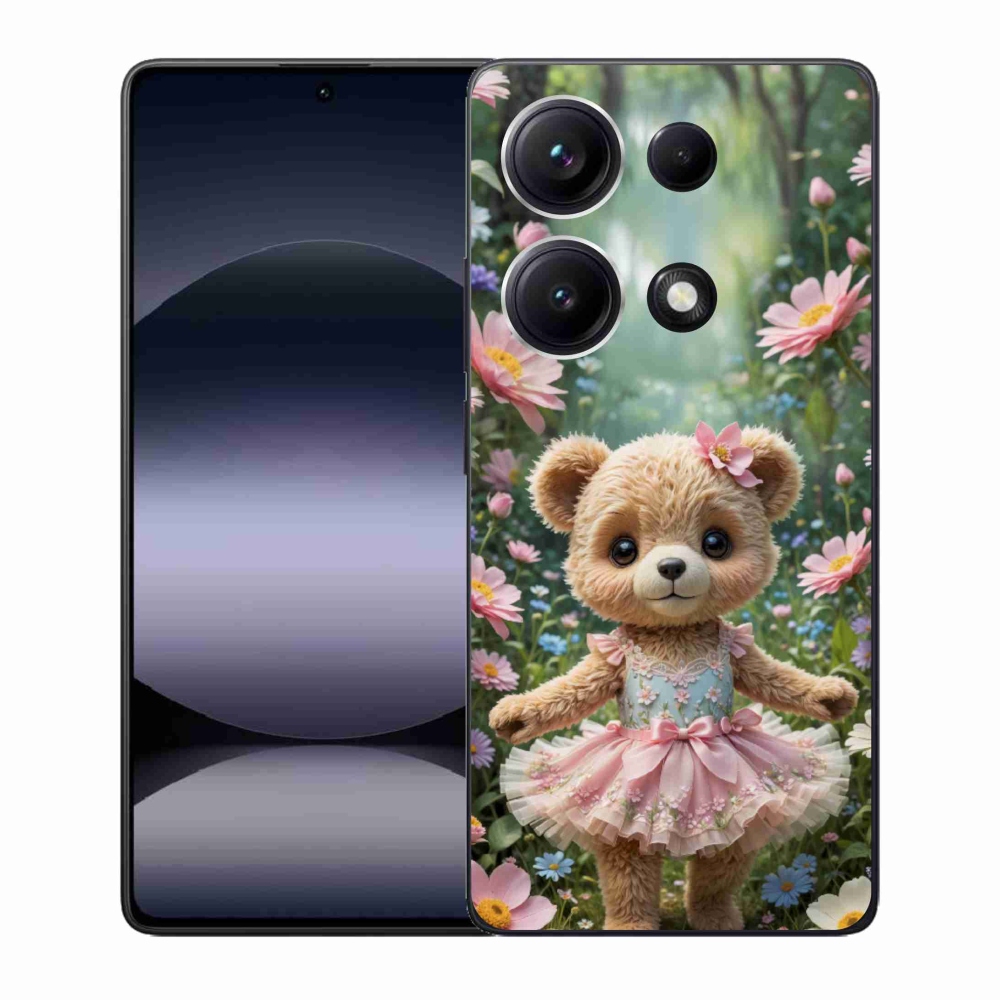 Gél borítás mmCase a Xiaomi Redmi Note 14S-hez - aranyos mackó virágokkal