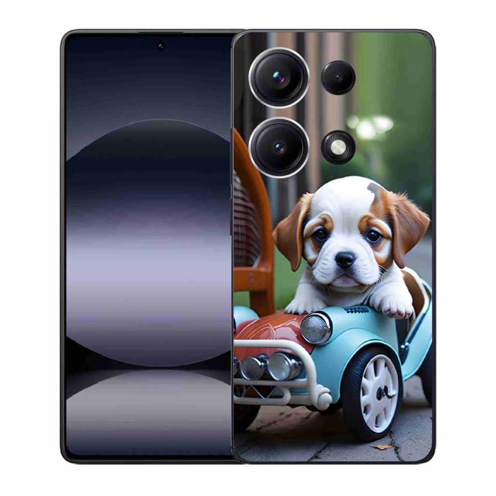 Gél borító mmCase a Xiaomi Redmi Note 14S-hez - kiskutya a retro autóban
