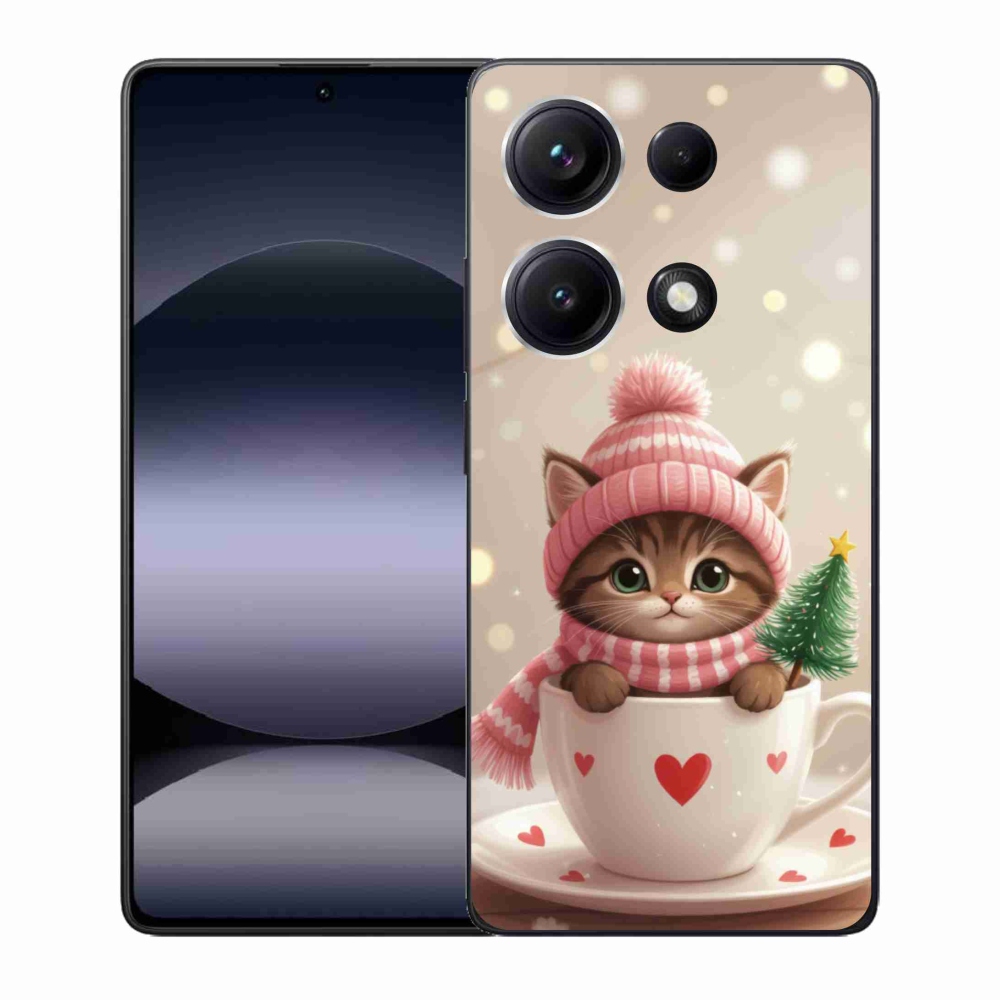 Gél borítás mmCase a Xiaomi Redmi Note 14S-hez - Karácsonyi cica a csészében