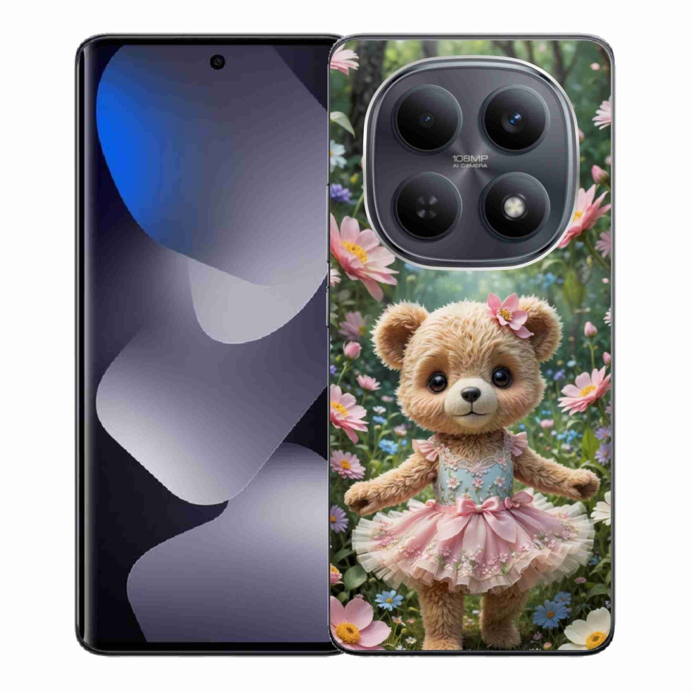 Gél borítás mmCase a Xiaomi Redmi Note 15 4G/5G/Poco M8 5G számára - aranyos virágos mackó virágokban