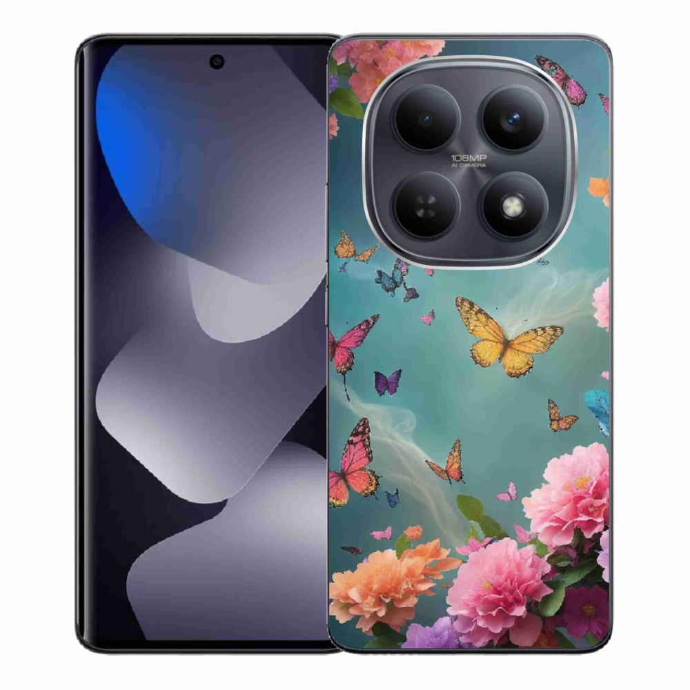 Gél borítás mmCase a Xiaomi Redmi Note 15 4G-hez - színes virágok és pillangók