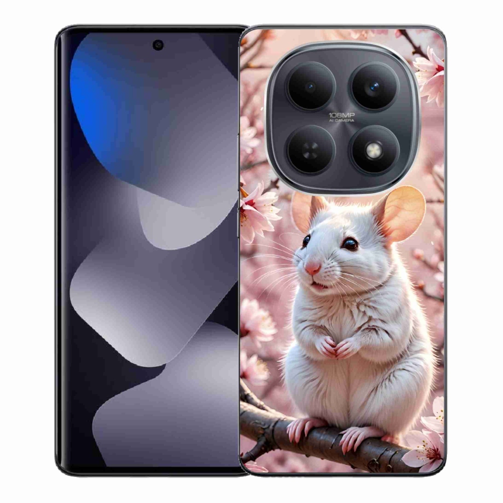 Gél borító mmCase a Xiaomi Redmi Note 15 4G-hez - fehér egér az ágon