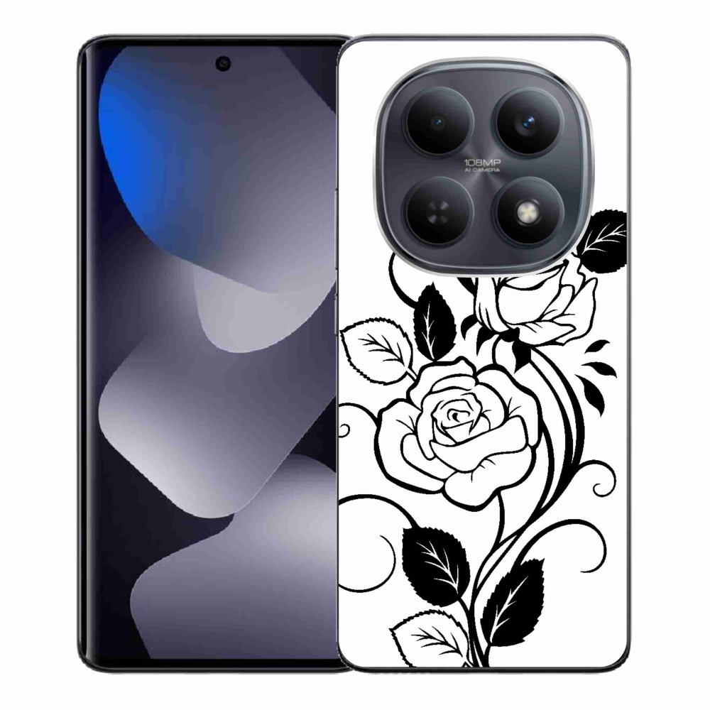 Gél borítás mmCase a Xiaomi Redmi Note 15 4G-hez - fekete és fehér rózsa