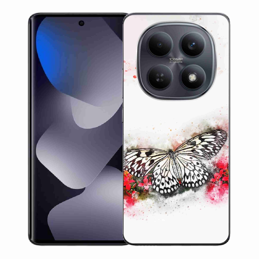 Gél borítás mmCase a Xiaomi Redmi Note 15 4G-hez - fekete és fehér pillangó