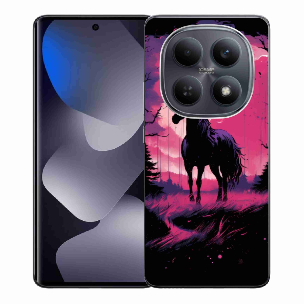 Gél borító mmCase a Xiaomi Redmi Note 15 4G - fekete rajzfilm ló 1