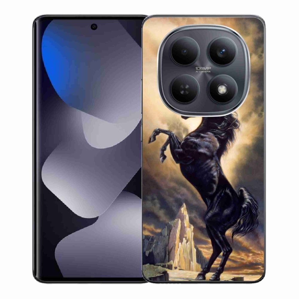 Gél borítás mmCase a Xiaomi Redmi Note 15 4G-hez - fekete rajzfilm ló