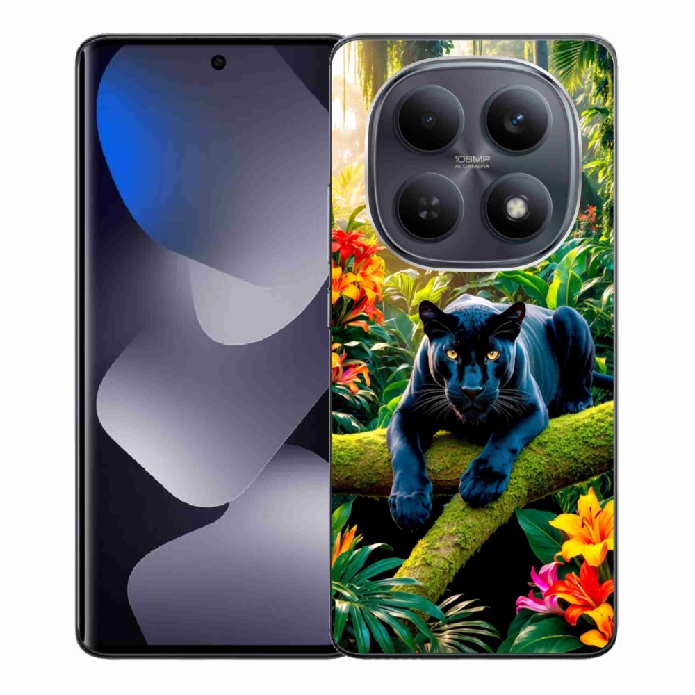 Gél borítás mmCase a Xiaomi Redmi Note 15 4G-hez - fekete párduc a dzsungelben
