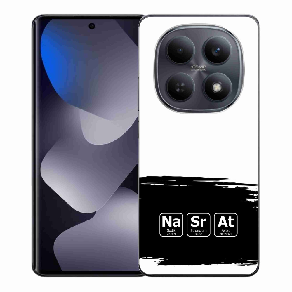 Gél borító mmCase a Xiaomi Redmi Note 15 4G - kémiai elemek fekete és fehér háttérrel