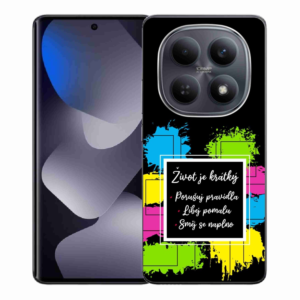 Gél borítás mmCase a Xiaomi Redmi Note 15 4G - Idézet 5 fekete háttérrel