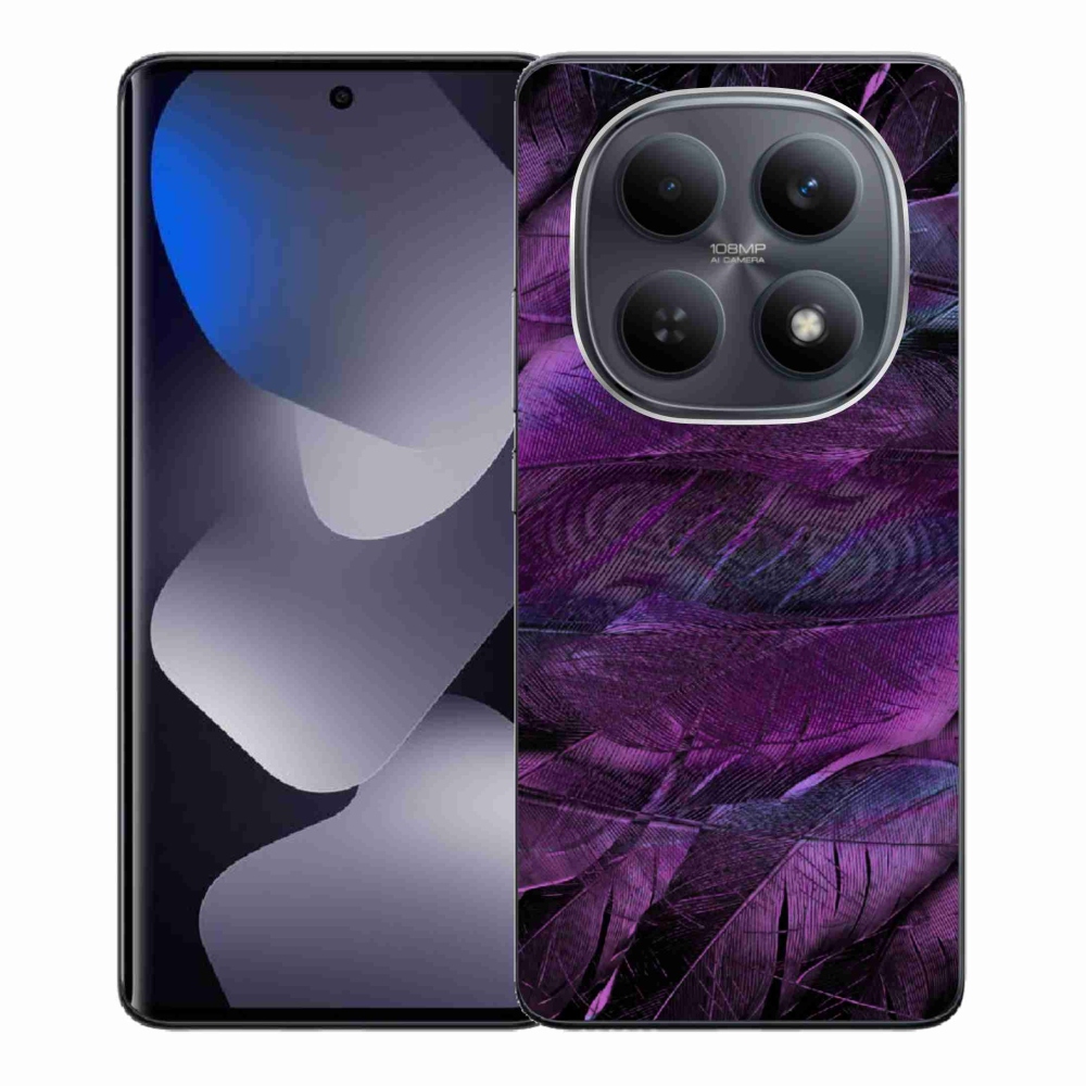 Gél borítás mmCase a Xiaomi Redmi Note 15 4G-hez - lila tollakkal