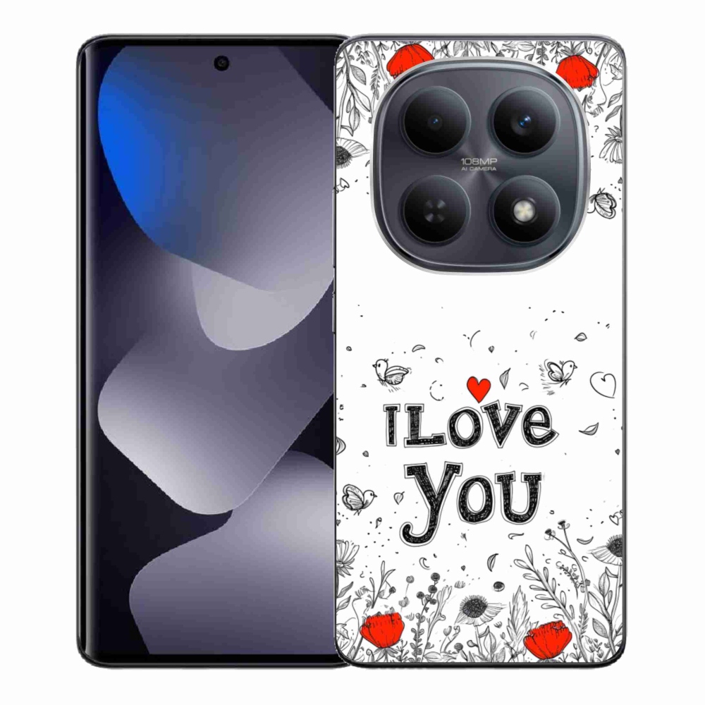 Gél borító mmCase a Xiaomi Redmi Note 15 4G-hez - I love you fehér háttérrel