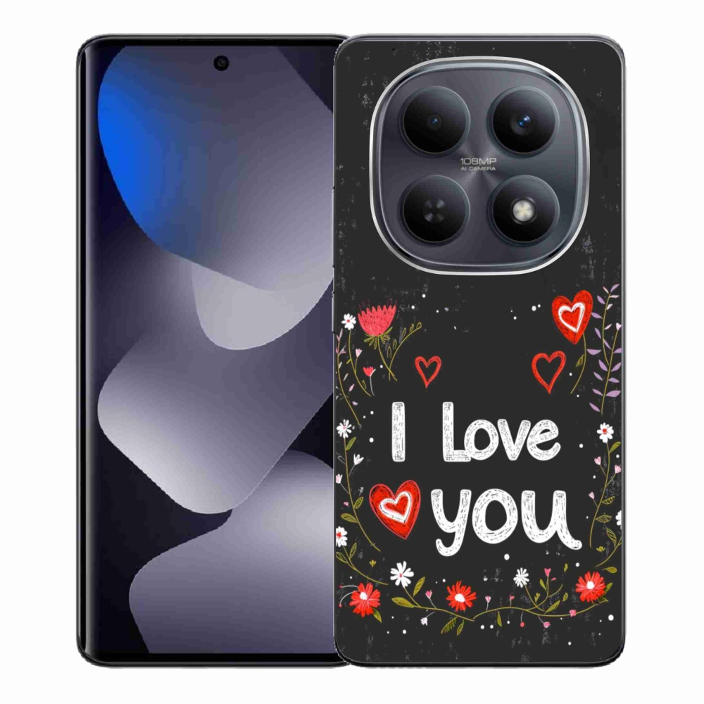 Gél borító mmCase a Xiaomi Redmi Note 15 4G-hez - Szeretlek fekete háttérrel