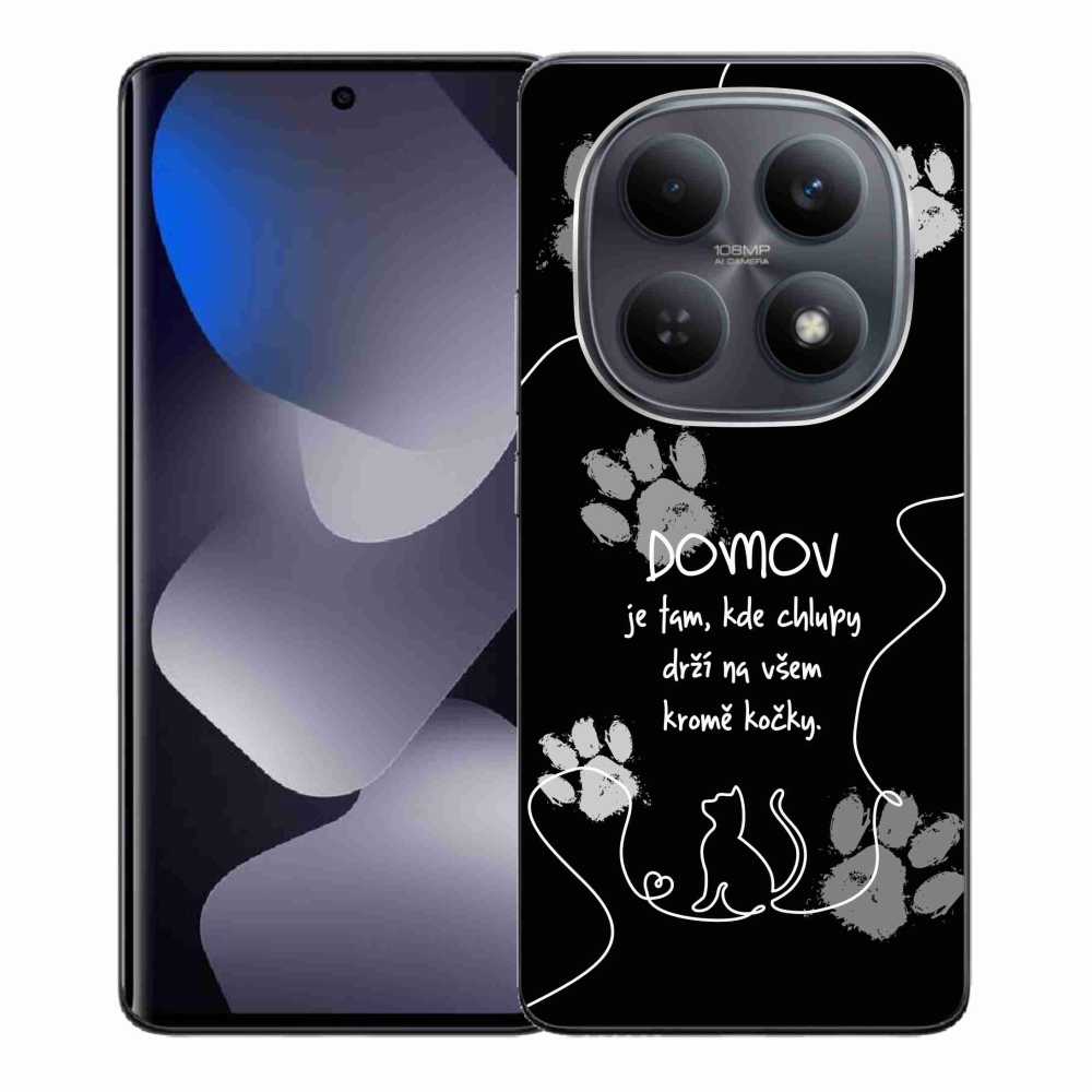 Gél borítás mmCase a Xiaomi Redmi Note 15 4G-hez - macska motívum fekete háttérrel