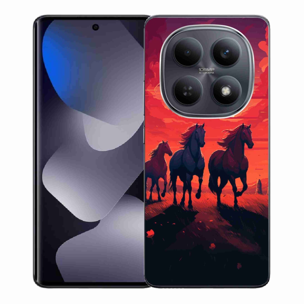 Gél borító mmCase a Xiaomi Redmi Note 15 4G-hez - lovak és naplemente