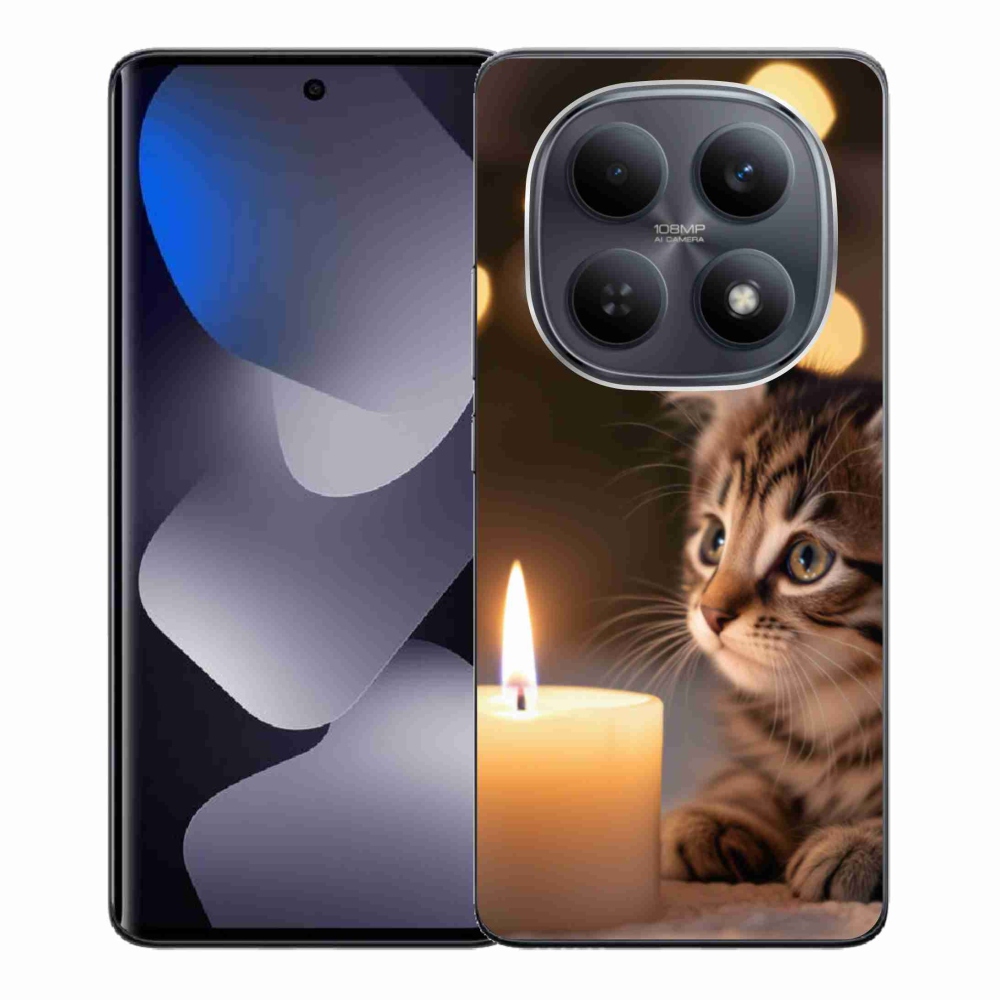 Gél borítás mmCase a Xiaomi Redmi Note 15 4G-hez - cica és gyertya
