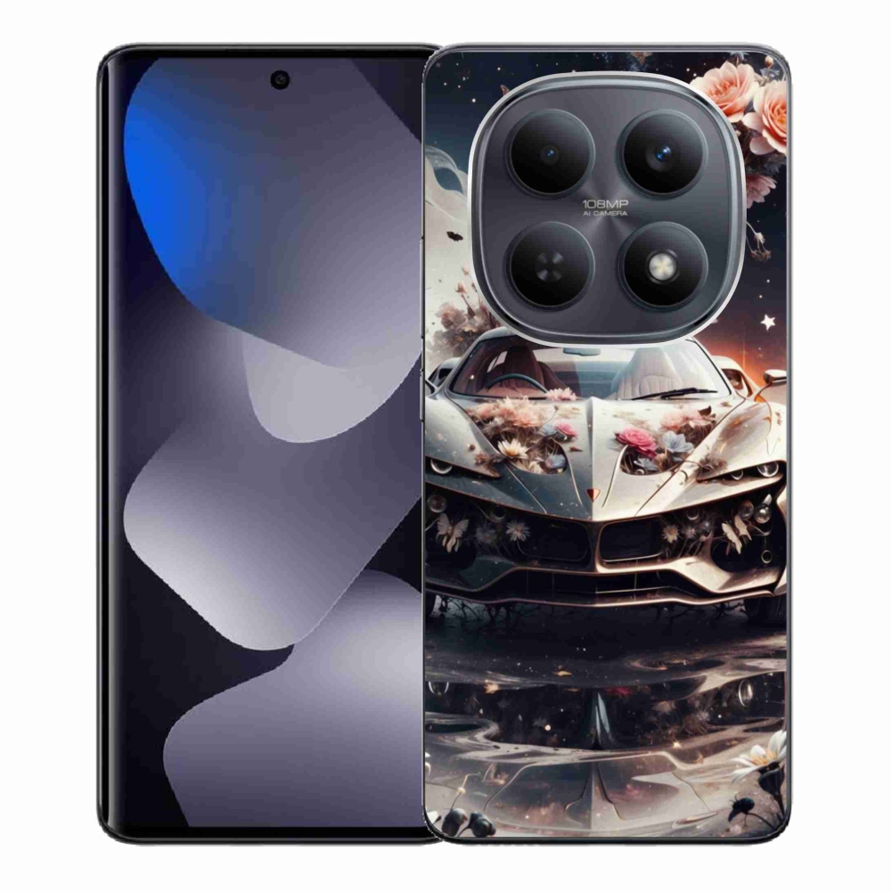 Gél borító mmCase a Xiaomi Redmi Note 15 4G-hez - virágos sportkocsi