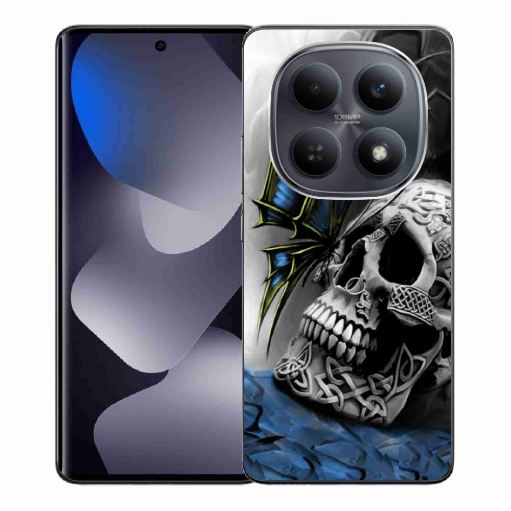 Gél borítás mmCase a Xiaomi Redmi Note 15 4G-hez - pillangó és koponya