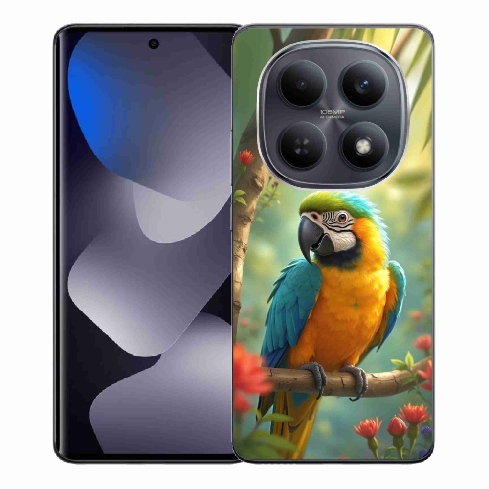 Gél borítás mmCase a Xiaomi Redmi Note 15 4G-hez - papagáj ara kék és sárga