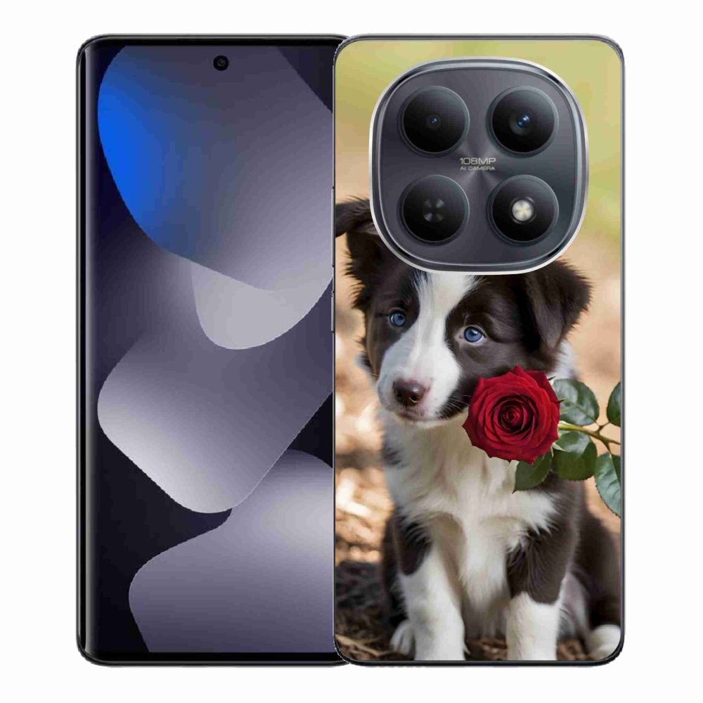 Gél borító mmCase a Xiaomi Redmi Note 15 4G-hez - aranyos border collie rózsával