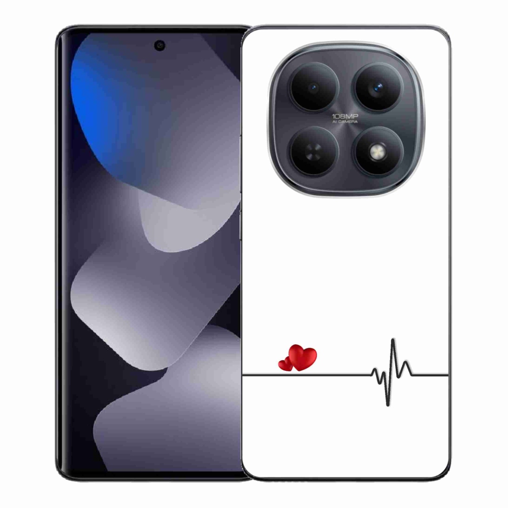 Gél borító mmCase a Xiaomi Redmi Note 15 4G-hez - szív és szívverés fehér háttérrel