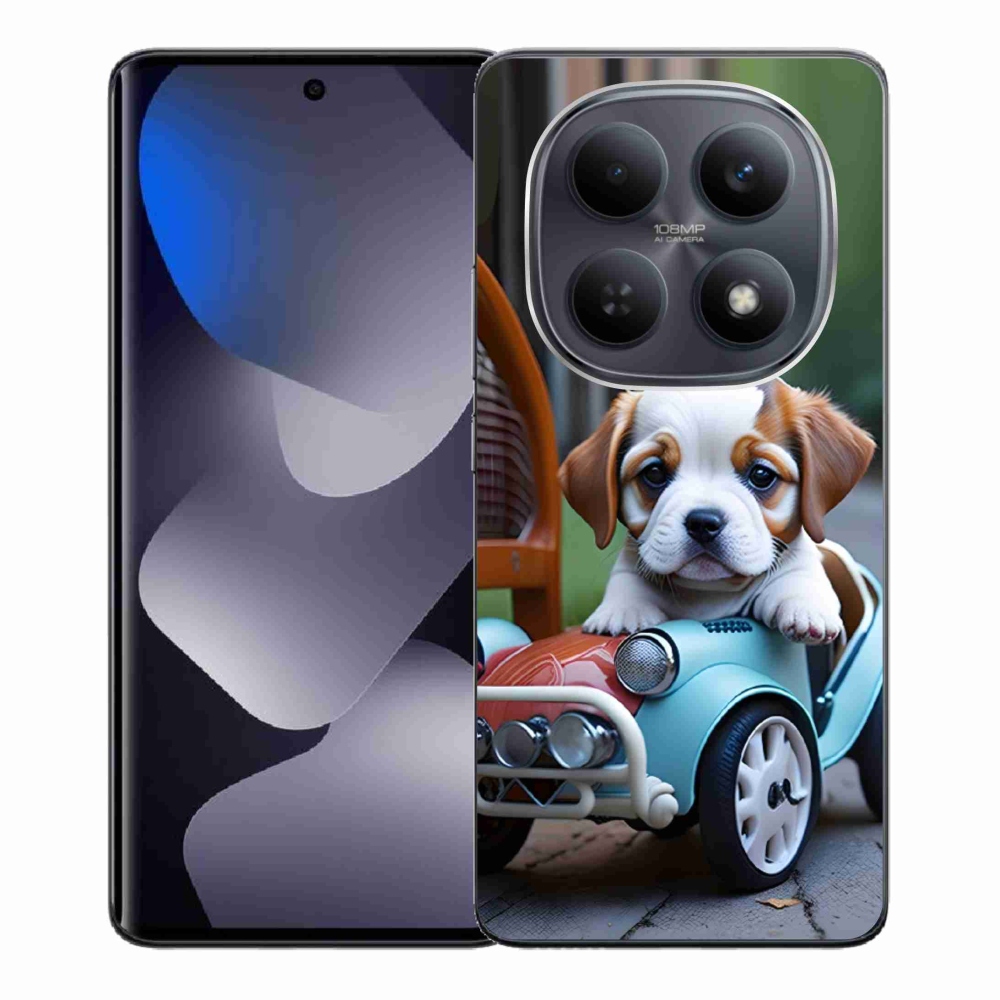 Gél borító mmCase a Xiaomi Redmi Note 15 4G - kiskutya retro autóban