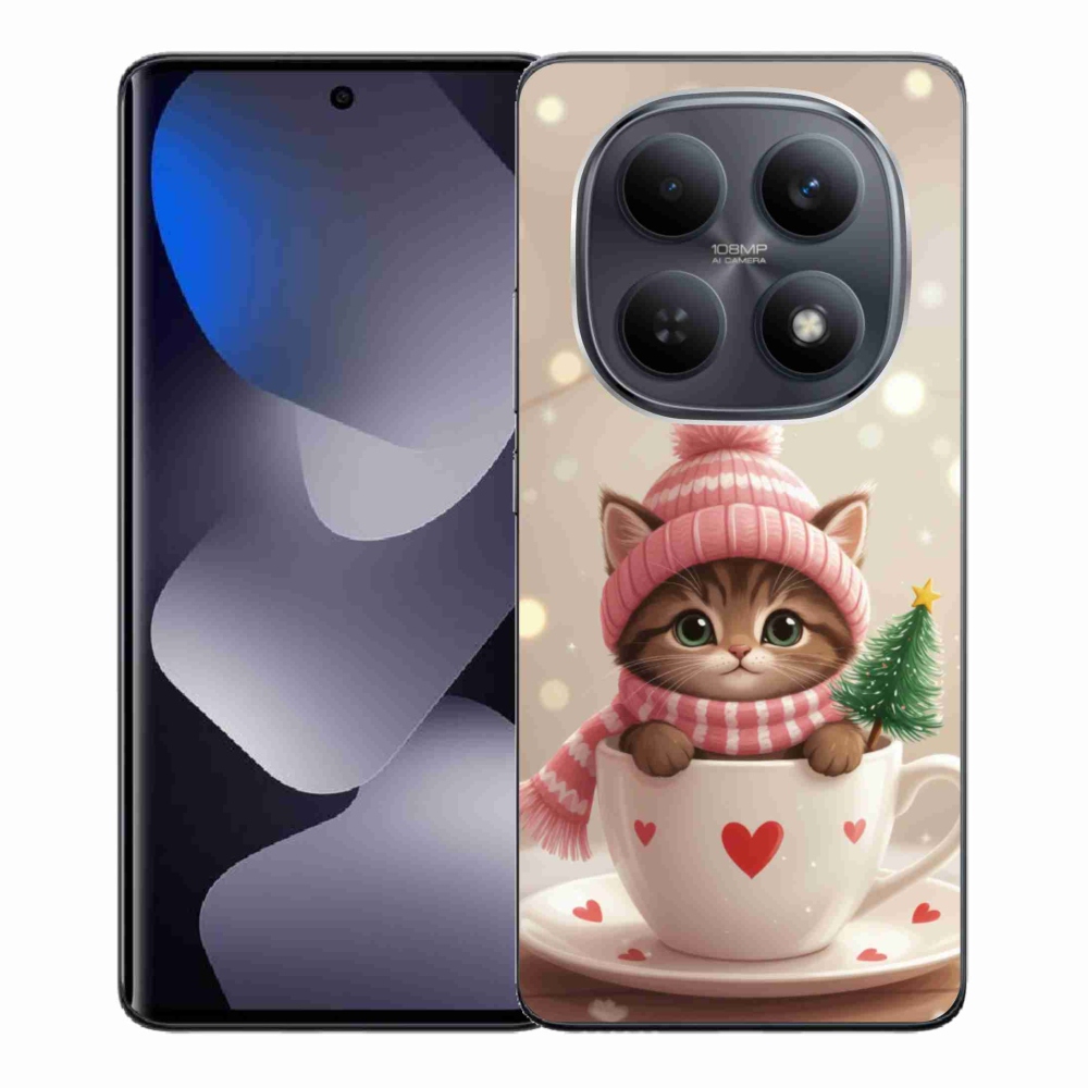 Gél borítás mmCase a Xiaomi Redmi Note 15 4G-hez - Karácsonyi cica a csészében