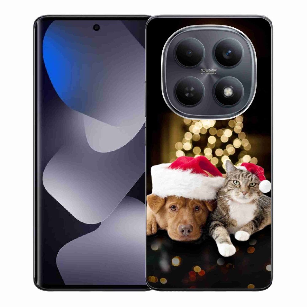 Gél borító mmCase a Xiaomi Redmi Note 15 4G-hez - Karácsonyi kutya és macska