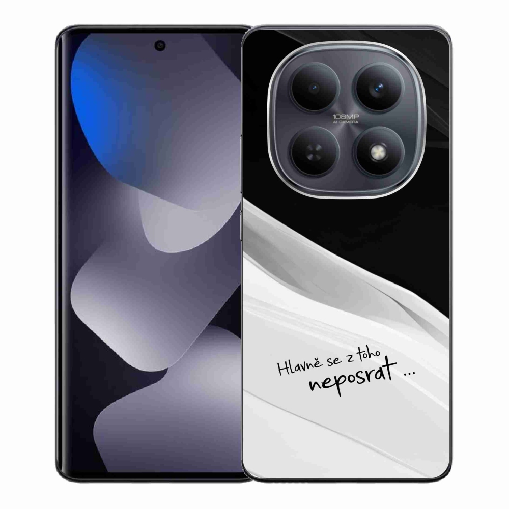 Gél borító mmCase a Xiaomi Redmi Note 15 4G-hez - vicces szöveg 13 fehér és fekete háttérrel