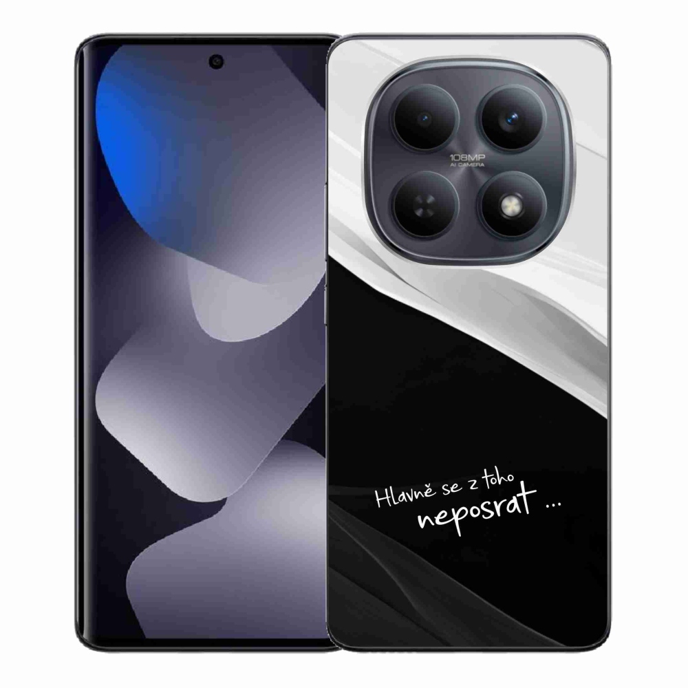 Gél borító mmCase a Xiaomi Redmi Note 15 4G-hez - vicces szöveg 13 fekete és fehér háttérrel