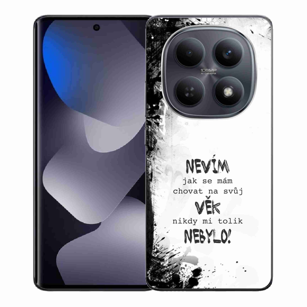 Gél borító mmCase a Xiaomi Redmi Note 15 4G-hez - vicces szöveg 14 fehér háttérrel