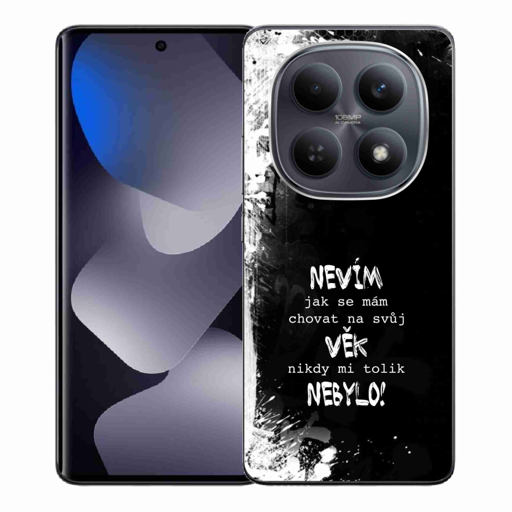 Gél borító mmCase a Xiaomi Redmi Note 15 4G-hez - vicces szöveg 14 fekete háttérrel